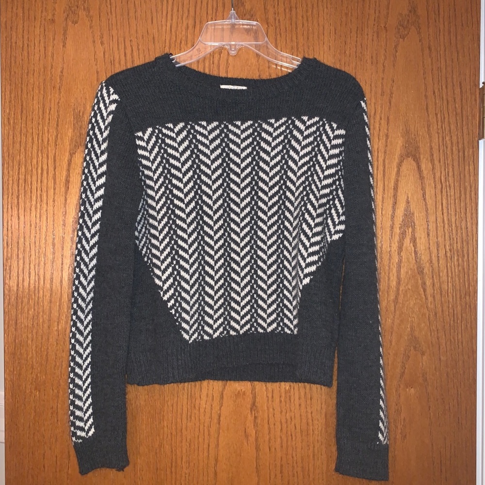 Grey & White Crewneck Sweater